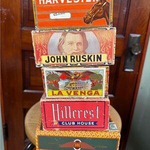 Lot of 5 Very Vintage Cigar Boxes- Excellent condition. ❤️